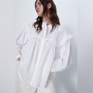 ZARA RUFFLED POPLIN SHIRT